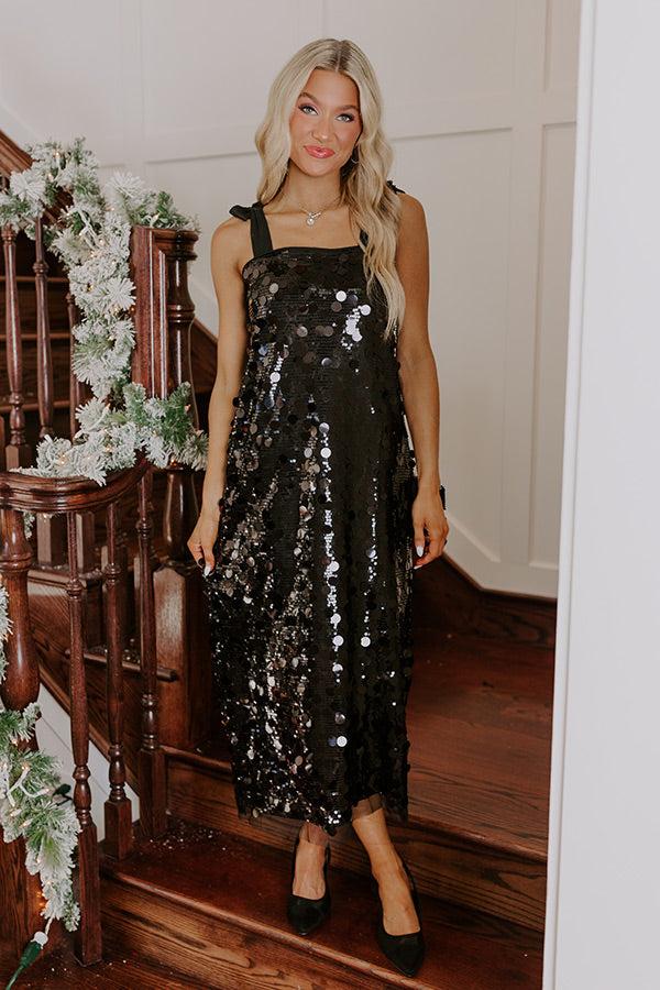 Full Of Glam Sequin Midi in Black Product Image