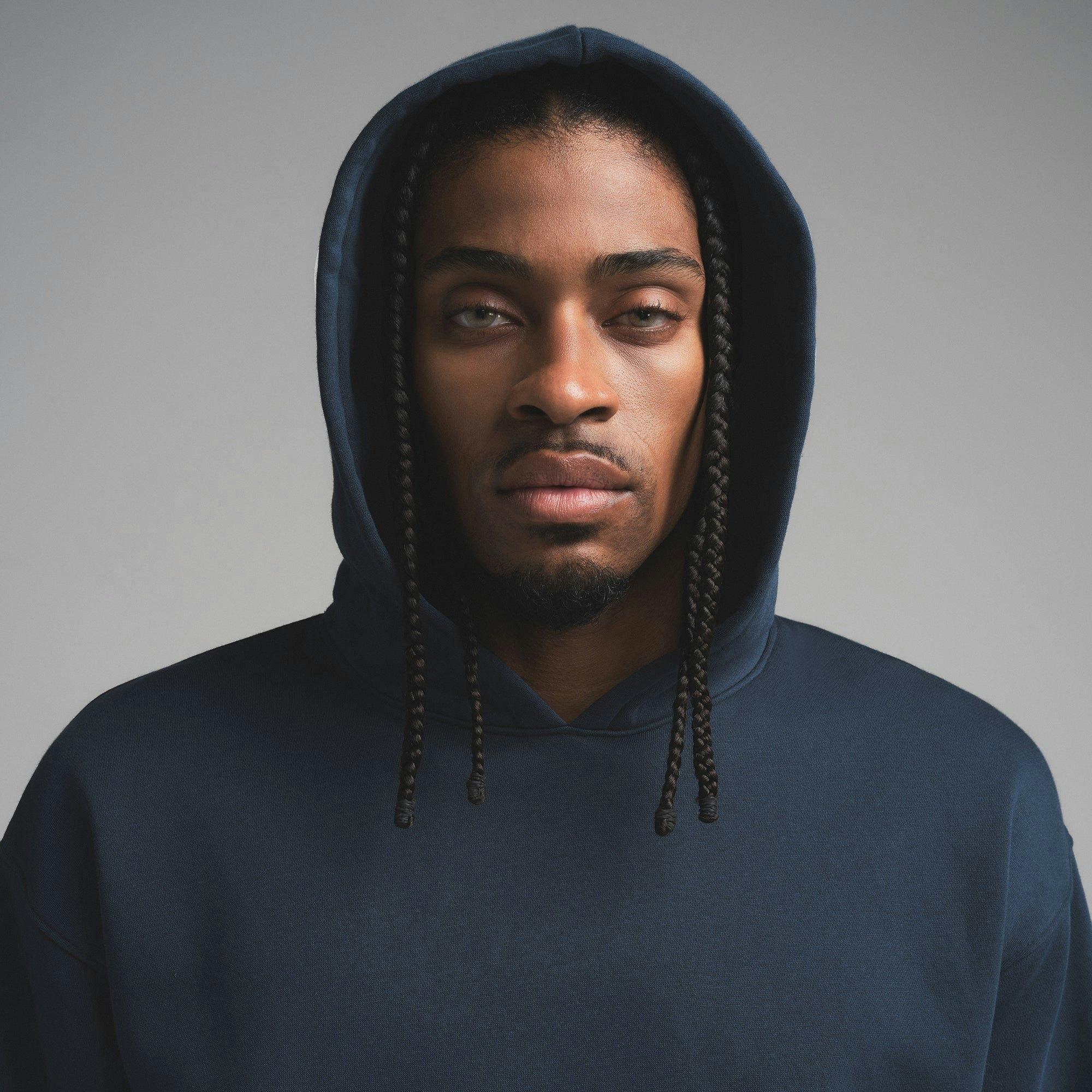 FLEECE LOUNGE MENS RELAXED HOODIE | NAVY Product Image