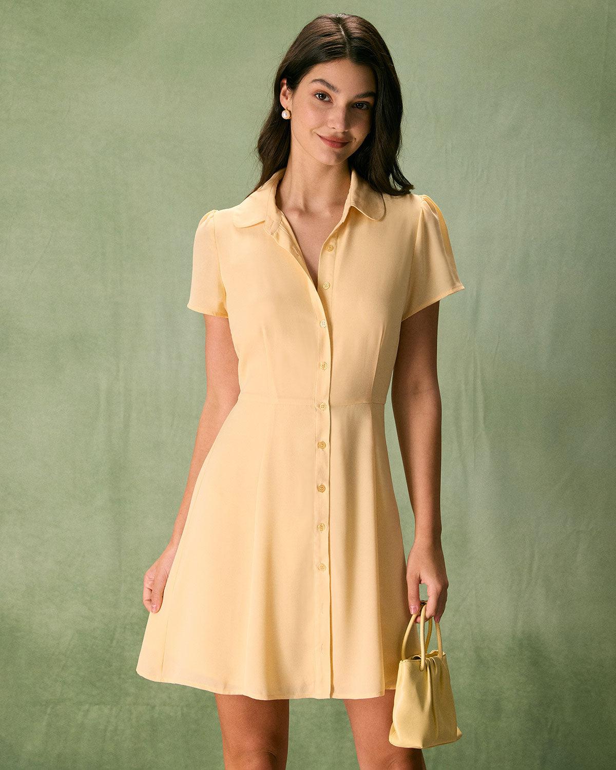 The Yellow Button Down Shirt Mini Dress Product Image