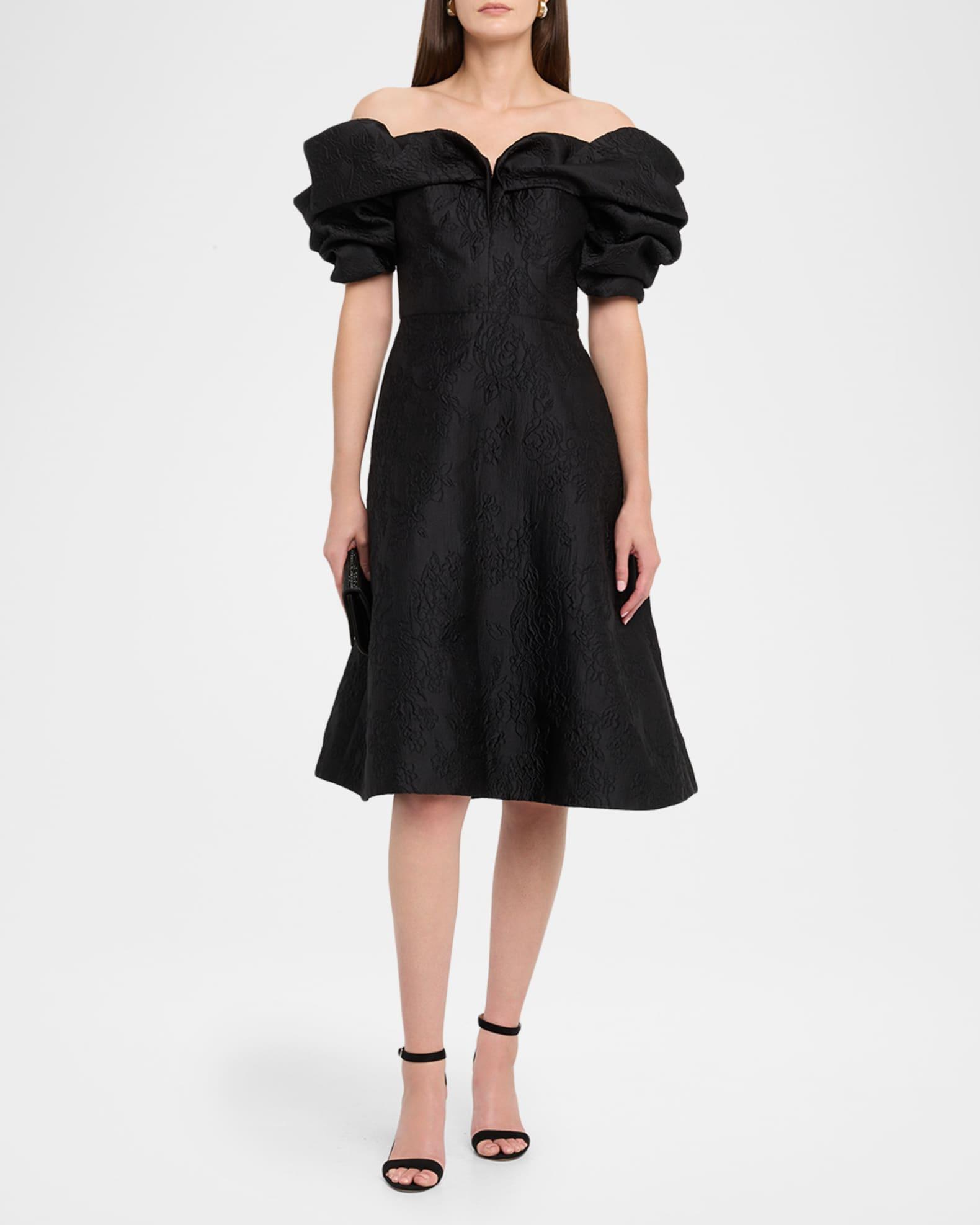 Off-Shoulder Floral Jacquard Dress Product Image