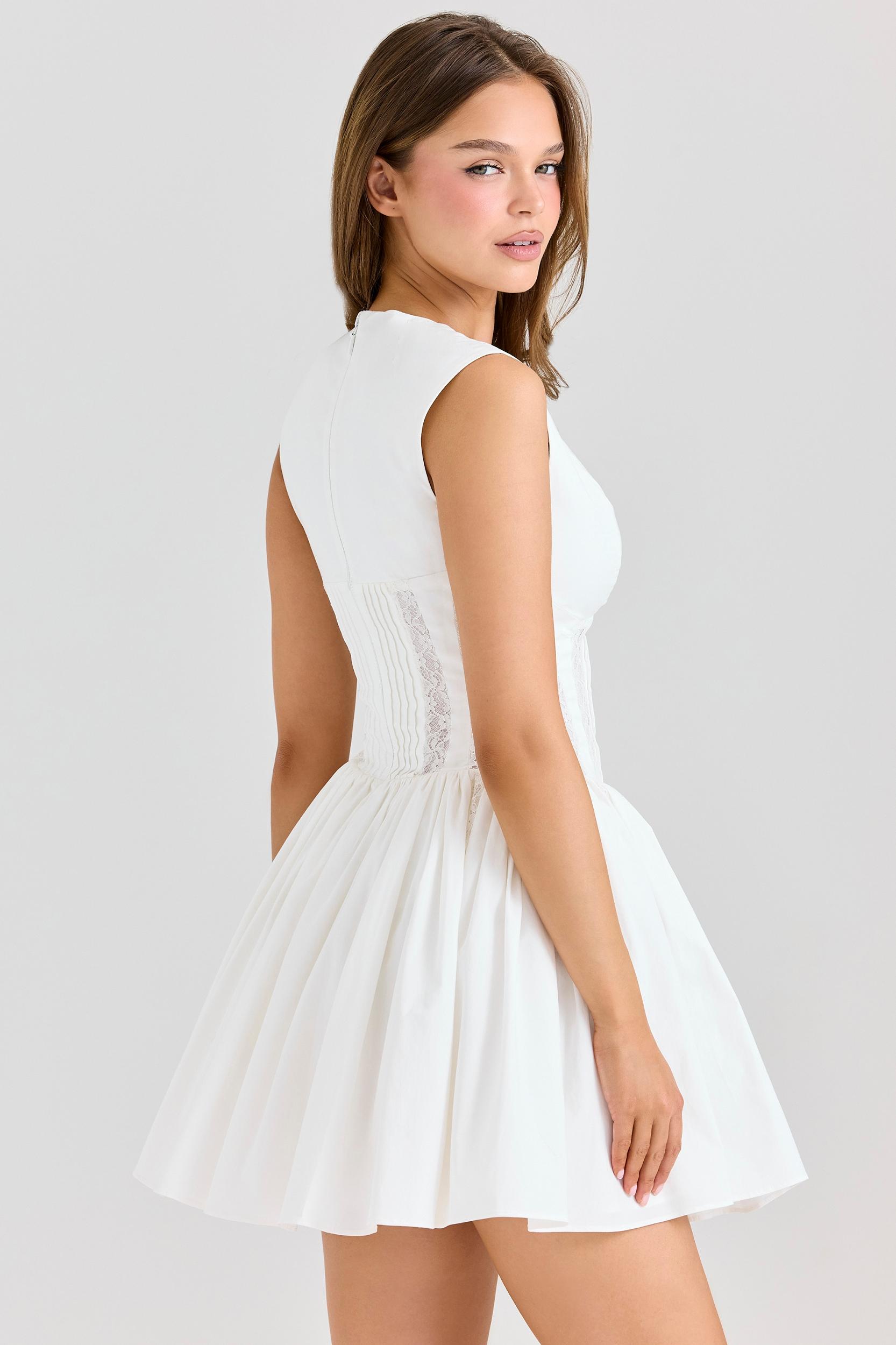 Carmel  white stretch cotton mini dress Product Image