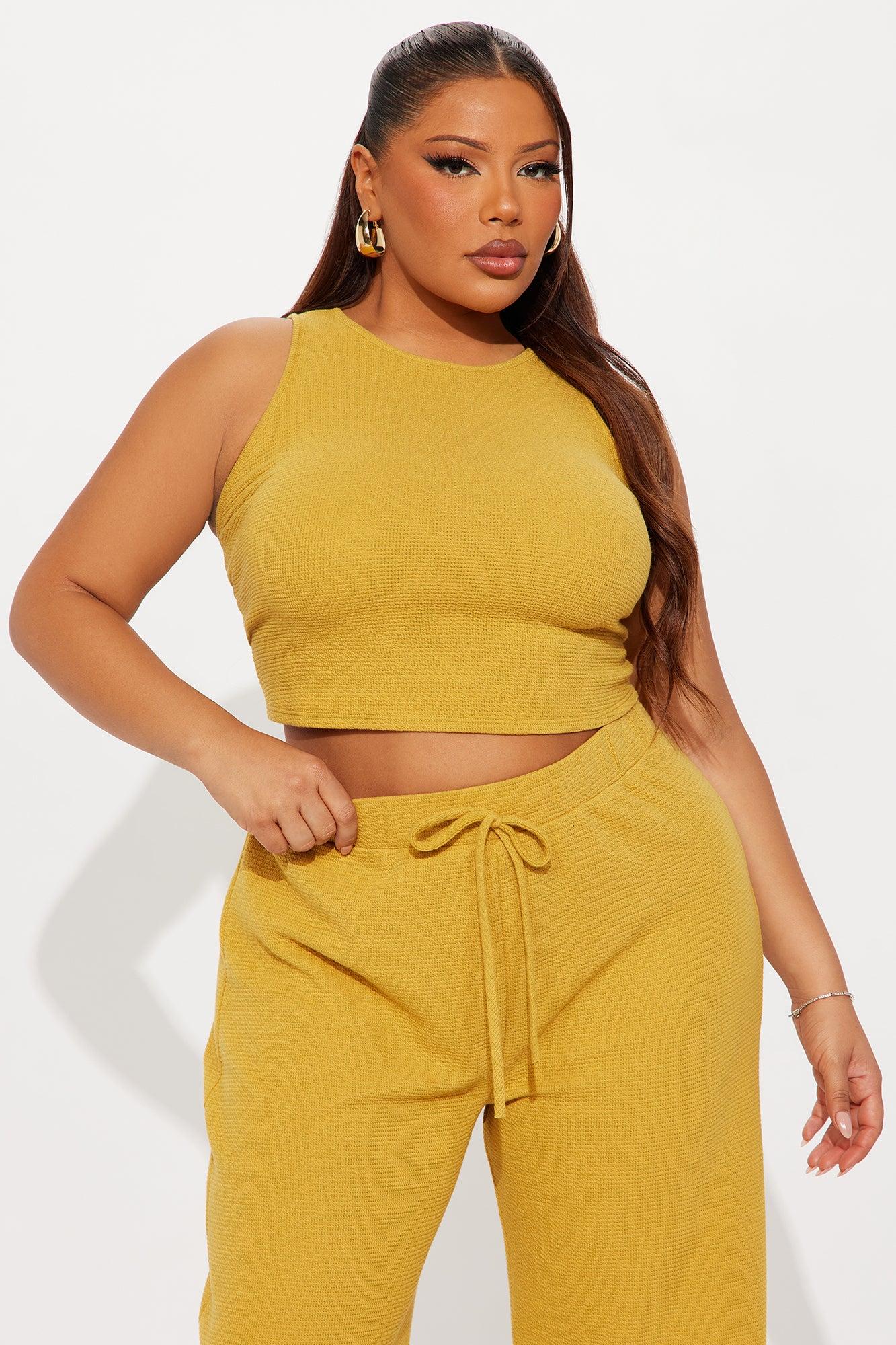 Alana Textured Wide Leg Pant Set - Mustard Female Product Image