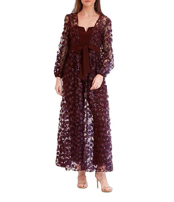 Julia Jordan Two Piece Sweetheart Neck Sleeveless Embroidered Long Sleeve Jacket 2-Piece Jumpsuit Set Product Image
