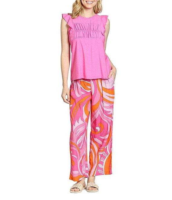 APNY High Rise Abstract Print Wide Leg Drawstring Pants Product Image
