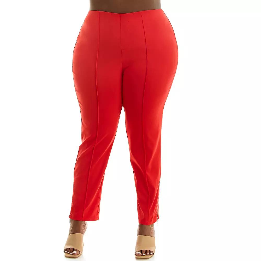 Plus Size Nina Leonard Elastic Ankle Pants, Women's, Size: 1XL, Candy Apple Product Image