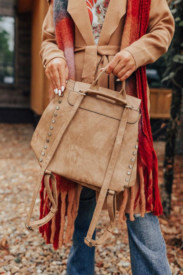 The Nabana Faux Leather Backpack In Light Tan Product Image