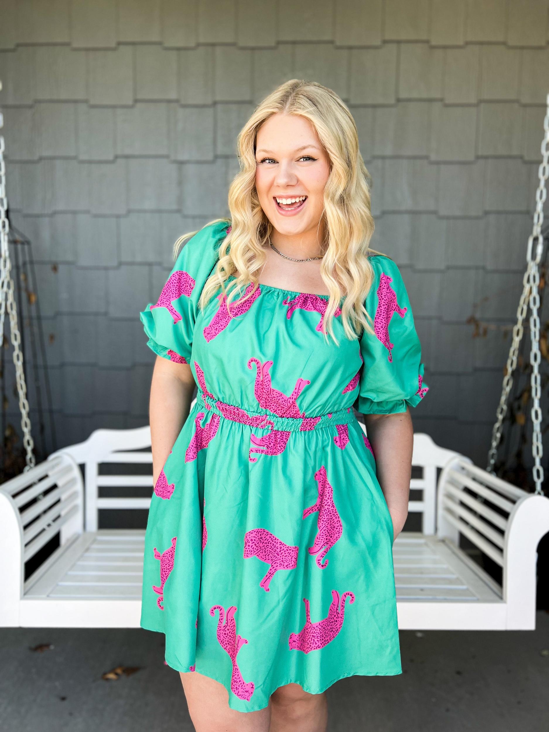 Pink Cheetah Mini Dress Product Image