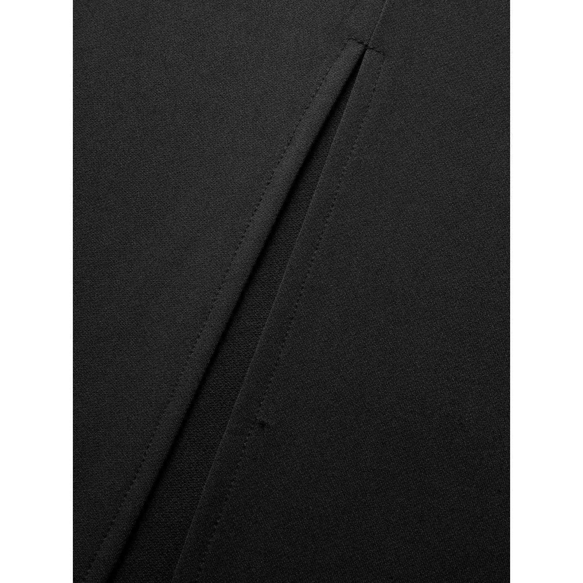 Plus Size Round Neck Button Detail Split Hem Dress Black Women At the Office Button Round Neck Short sleeve Curvy BloomChic 12/L Product Image