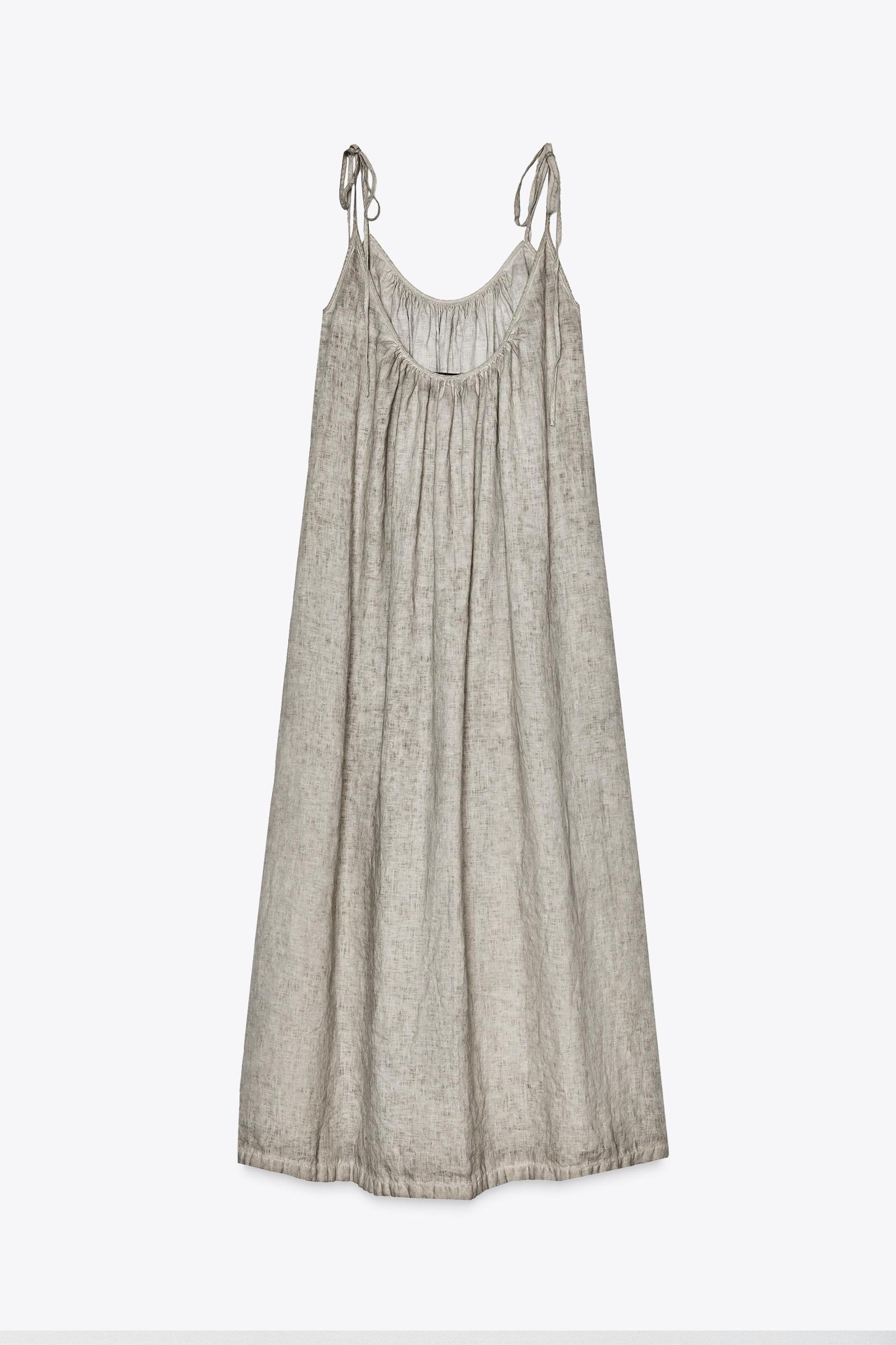 100% LINEN STRAPPY DRESS ZW COLLECTION Product Image