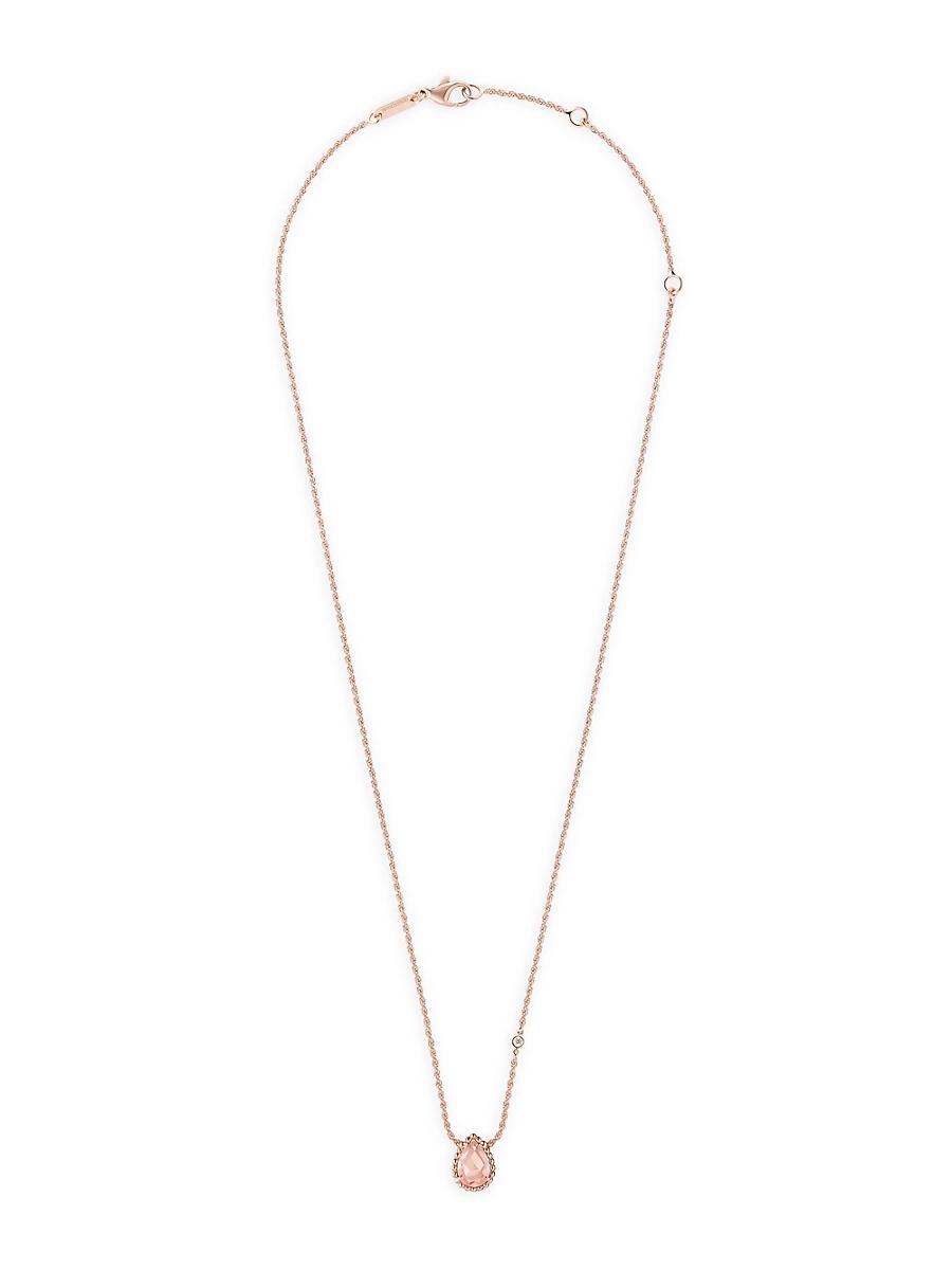Womens Serpent Bohme 18K Rose Gold, Pink Quartz & 0.03 TCW Diamond Pendant Necklace Product Image