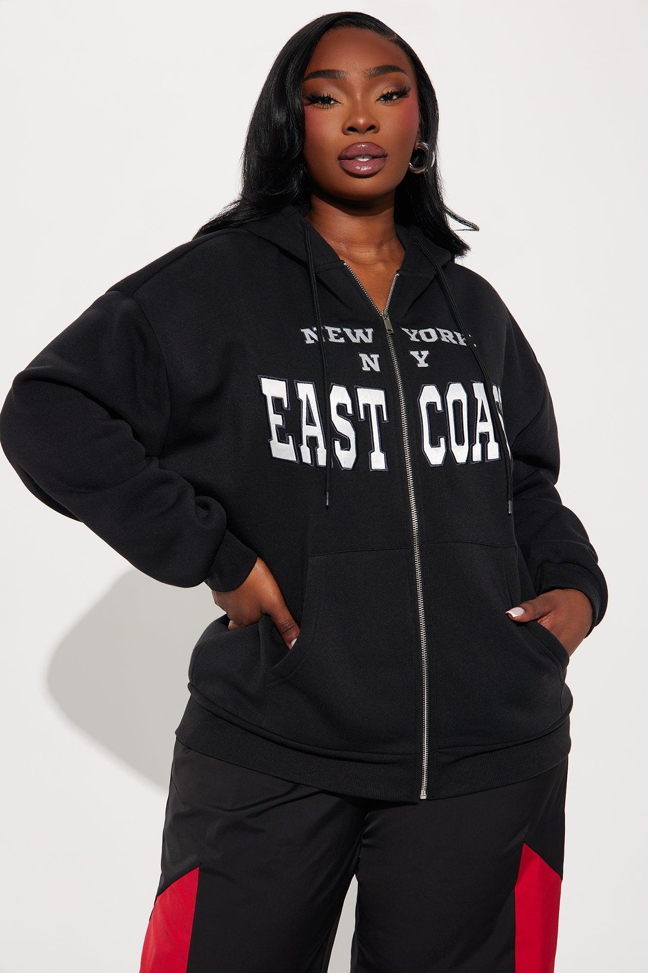 East Coast NY Front Zip Hoodie - Black Product Image