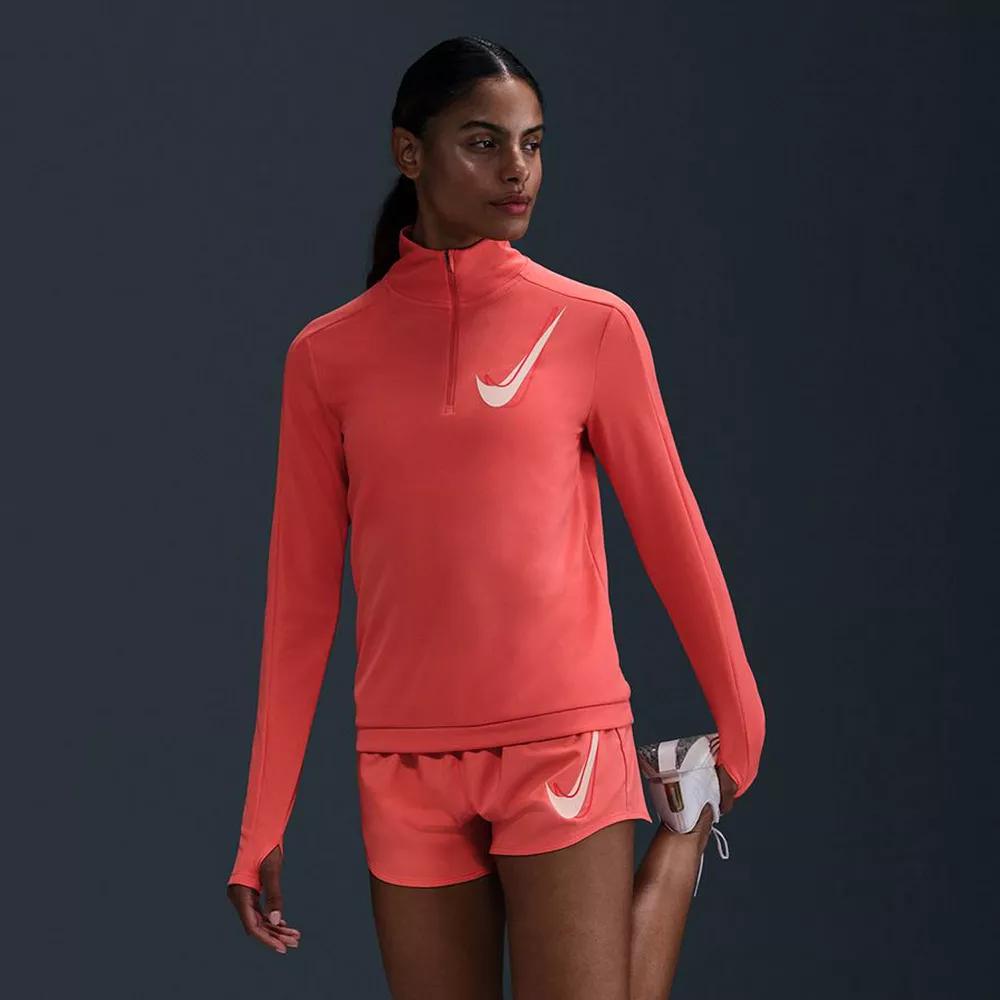 Women's Nike Swoosh 1/2-Zip Running Mid Layer Top, Size: Medium, Magic Ember Product Image