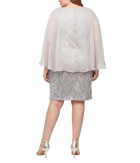 Ignite Evenings Plus Size Sequin Chiffon Overlay Dress Product Image