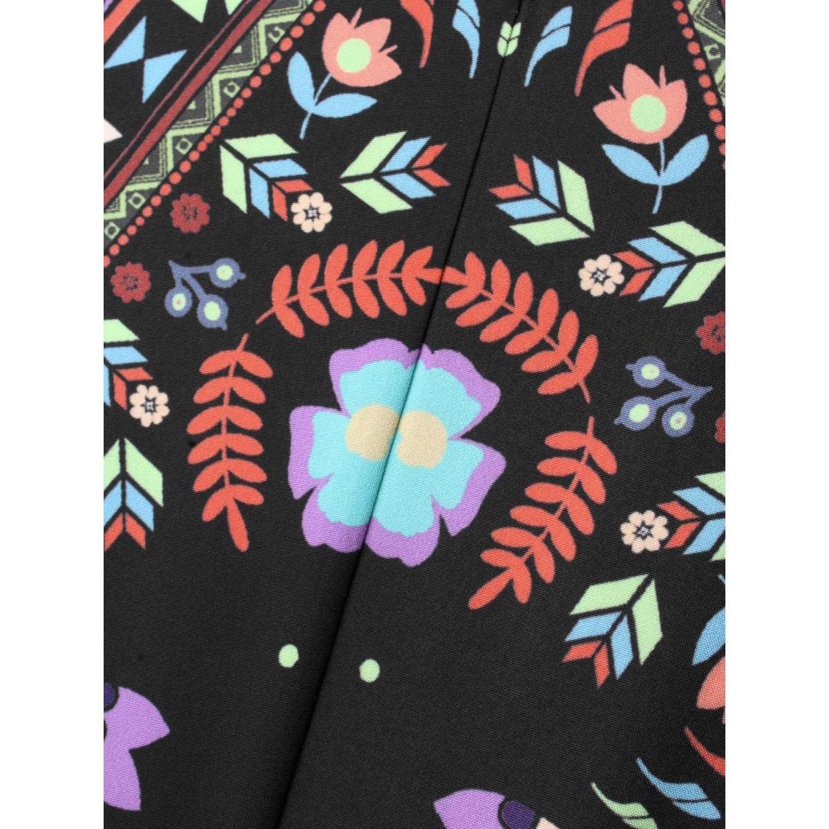 Plus Size Boho Print Ruffle Sleeve Midi Dress Black Women Resort Ruffles V-neck Long Sleeve Curvy BloomChic 18-20/2X Product Image