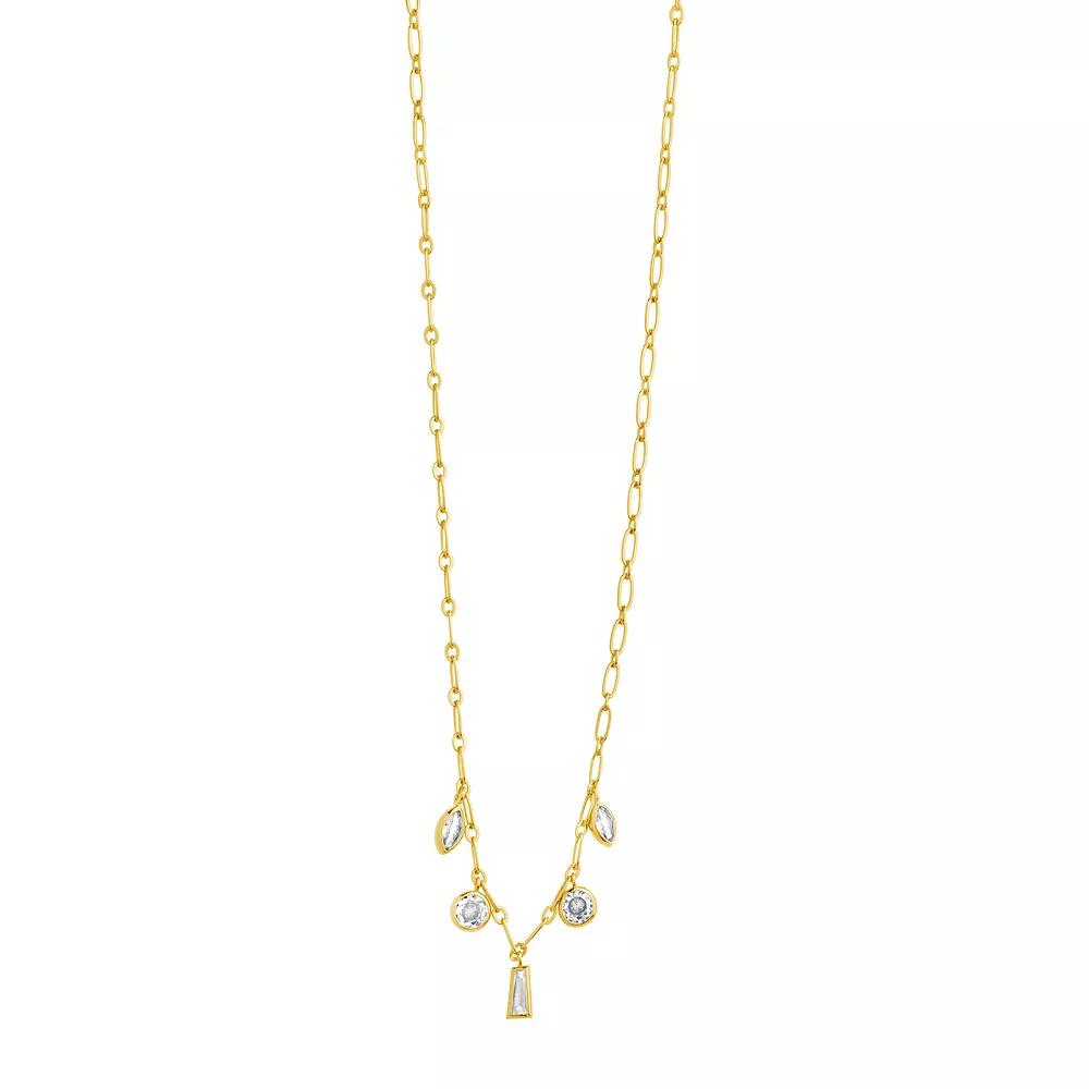 MC Collective Geometric Cubic Zirconia Charm Necklace, Women's, Gold Tone Product Image