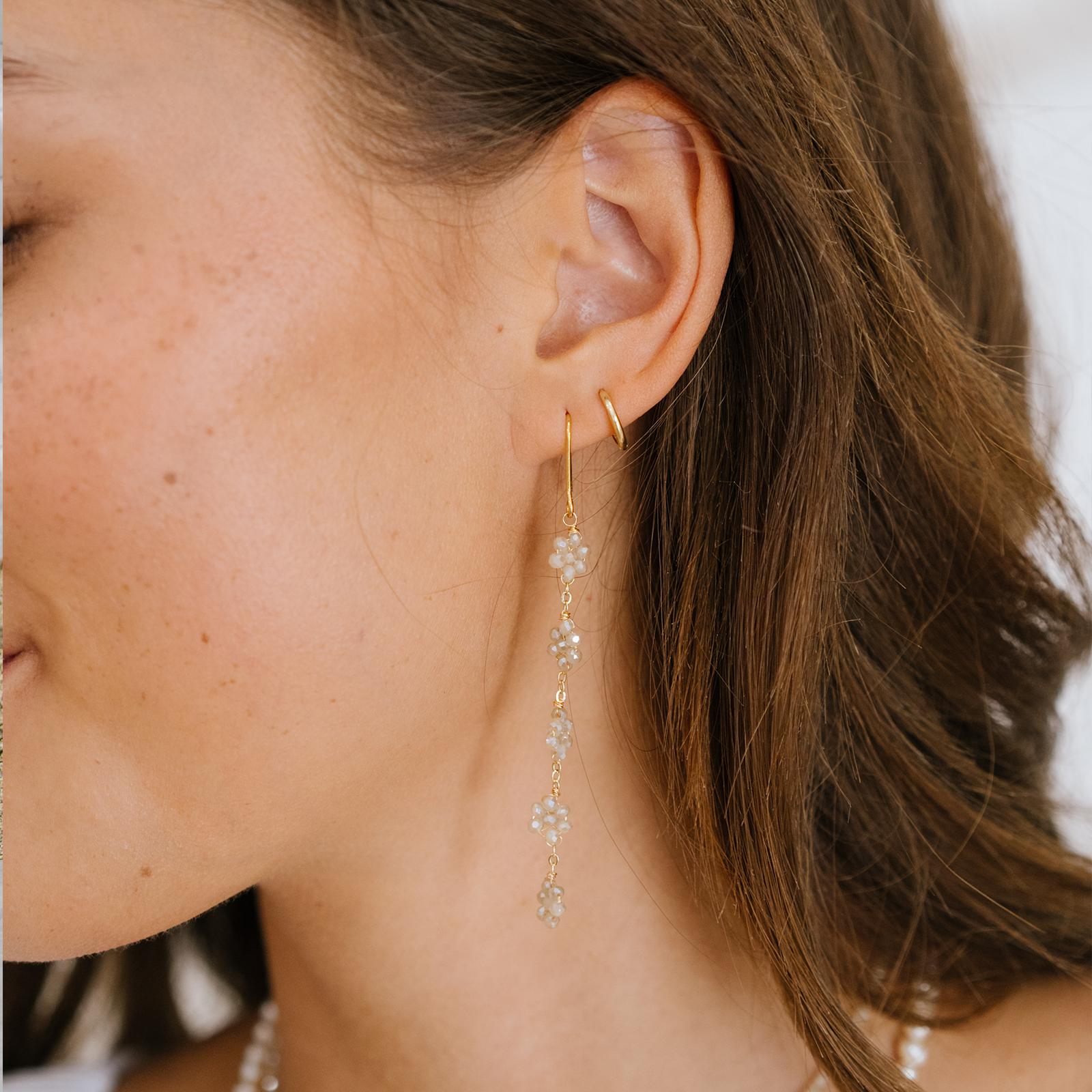 Cream Flower Dangle Earrings Product Image