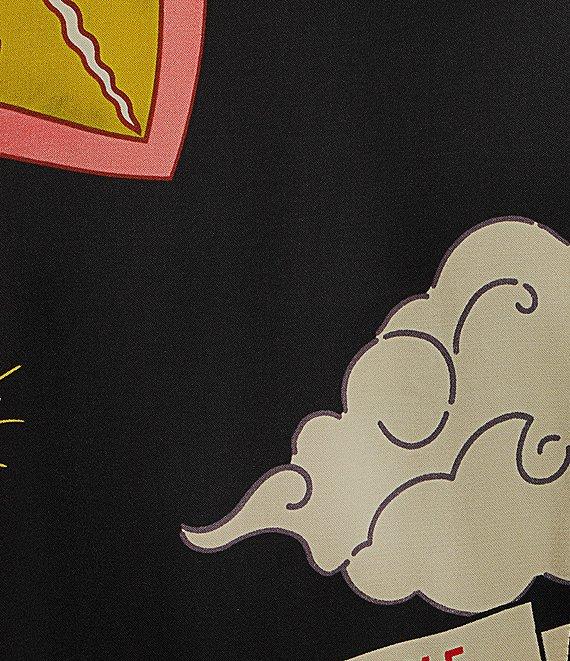 Never Fully Dressed Vienna Satin Mystical Motif Print V-Neck Long Sleeve Wrap Tie Mini Dress Product Image