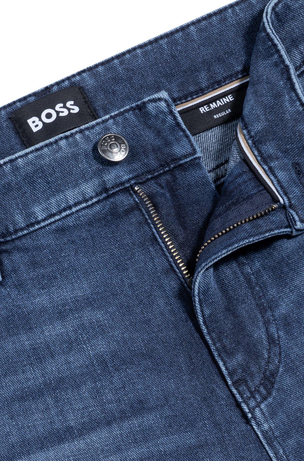 BOSS - Maine regular-fit jeans in blue Italian denim - Blue Product Image