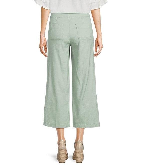 NYDJ Stretch Linen Blend High Rise Wide Leg Cargo Capri Pants Product Image