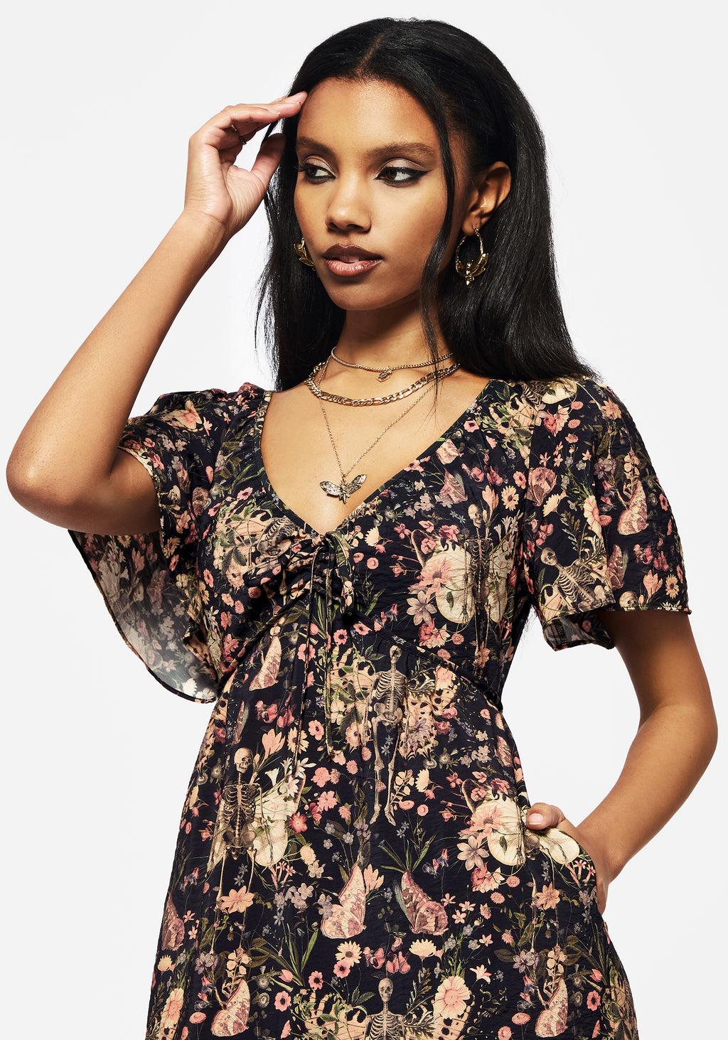 Pixie Floral Print Tie Front Maxi Dress Product Image