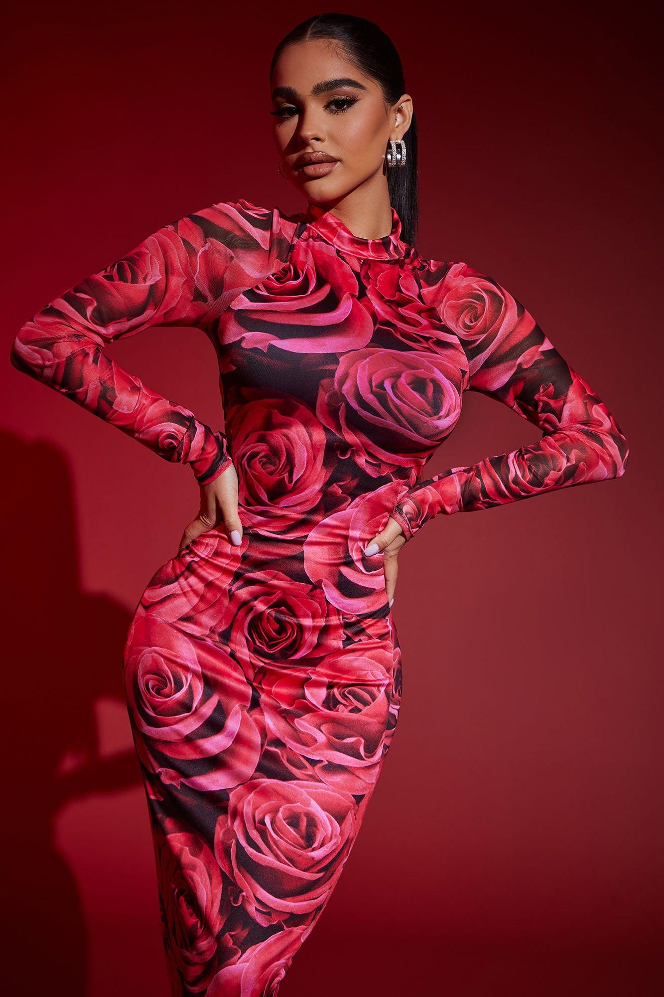 Smell The Roses Maxi Dress - Red/combo Product Image