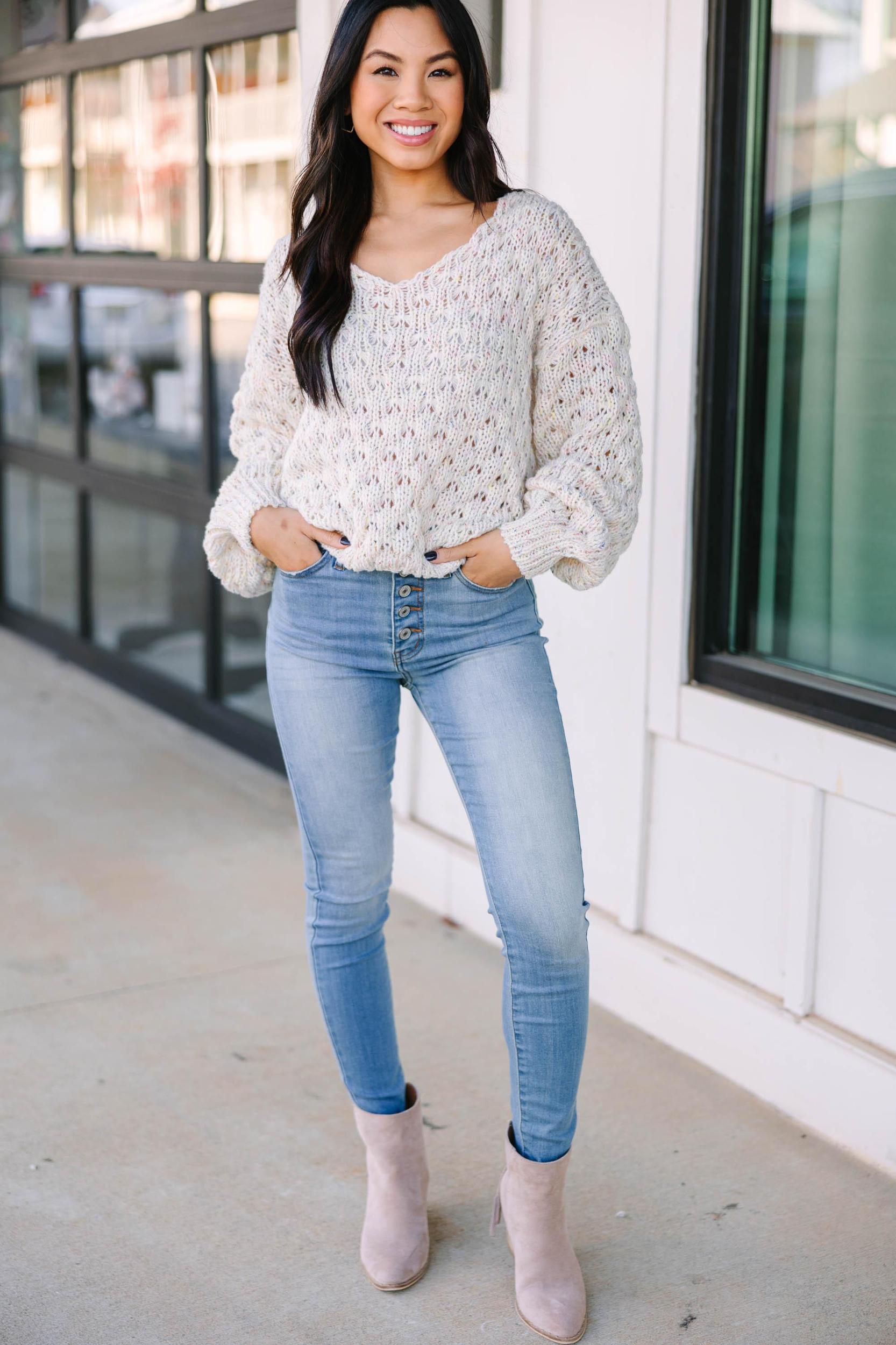 Send Your Love Ivory White Textured Sweater Female Product Image