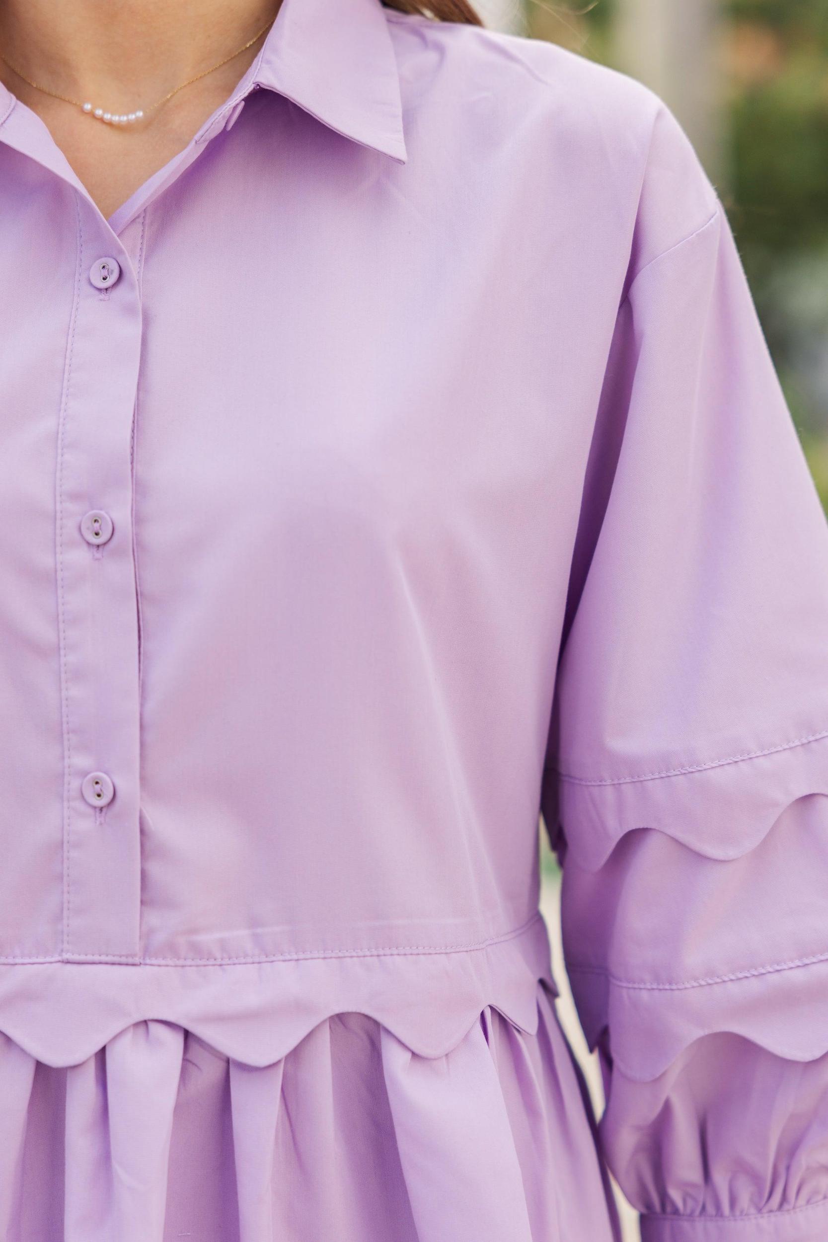 All The Best Lavender Purple Scalloped Dress Female Product Image