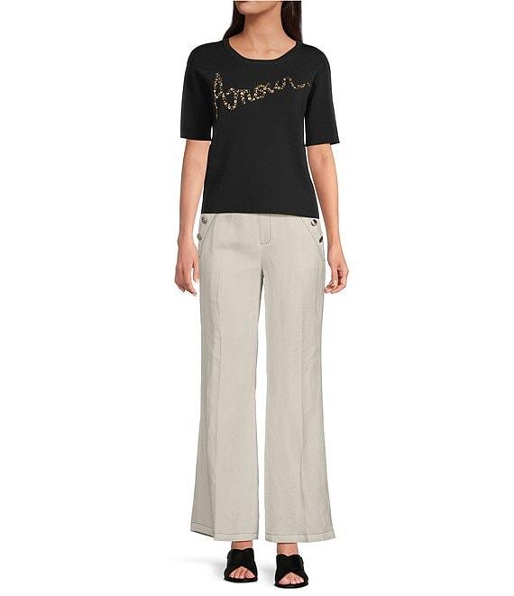 KARL LAGERFELD PARIS Knit Amour Crew Neck Short Sleeve Top Product Image