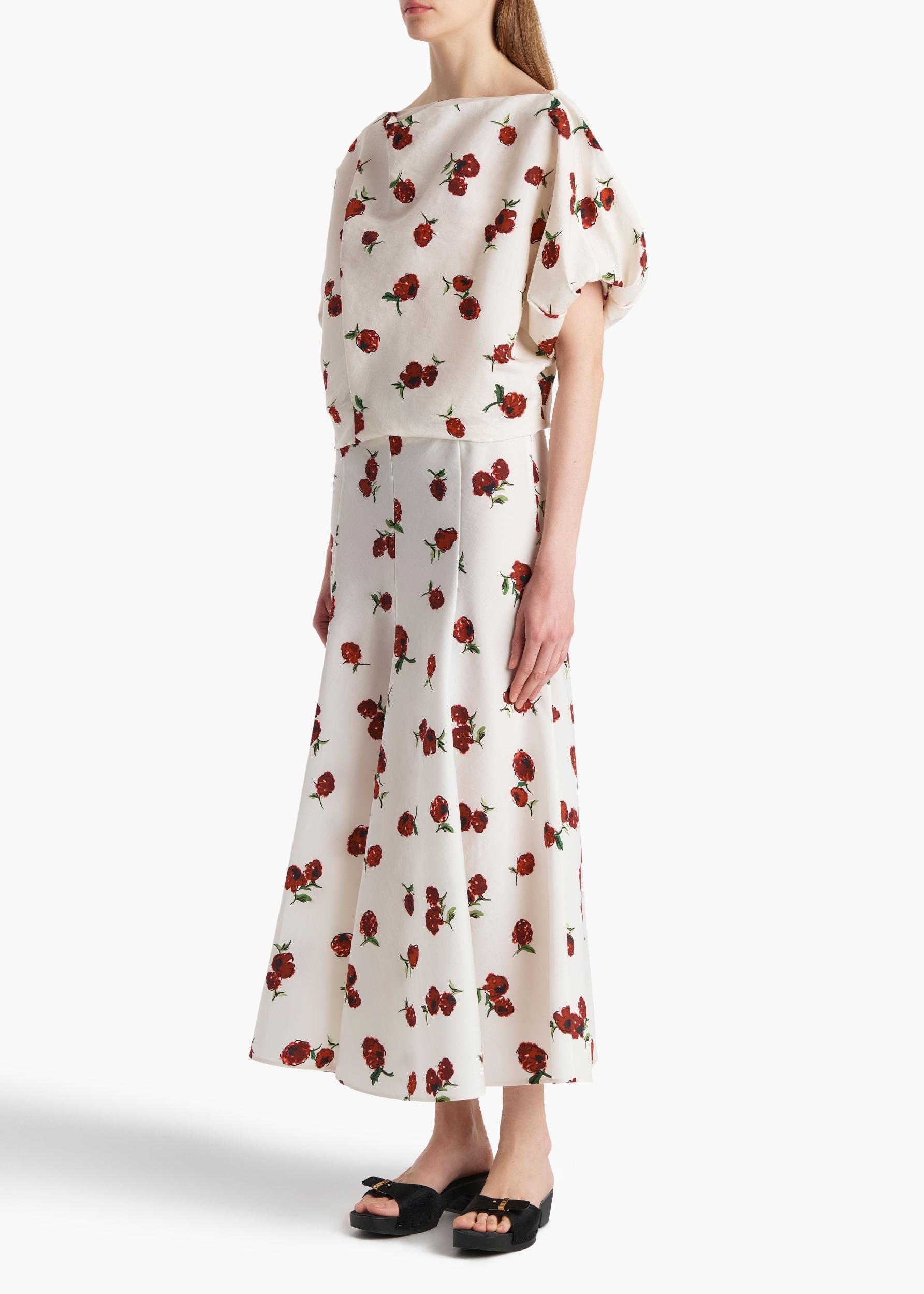Niles Top in Cream with Raspberry Print Product Image