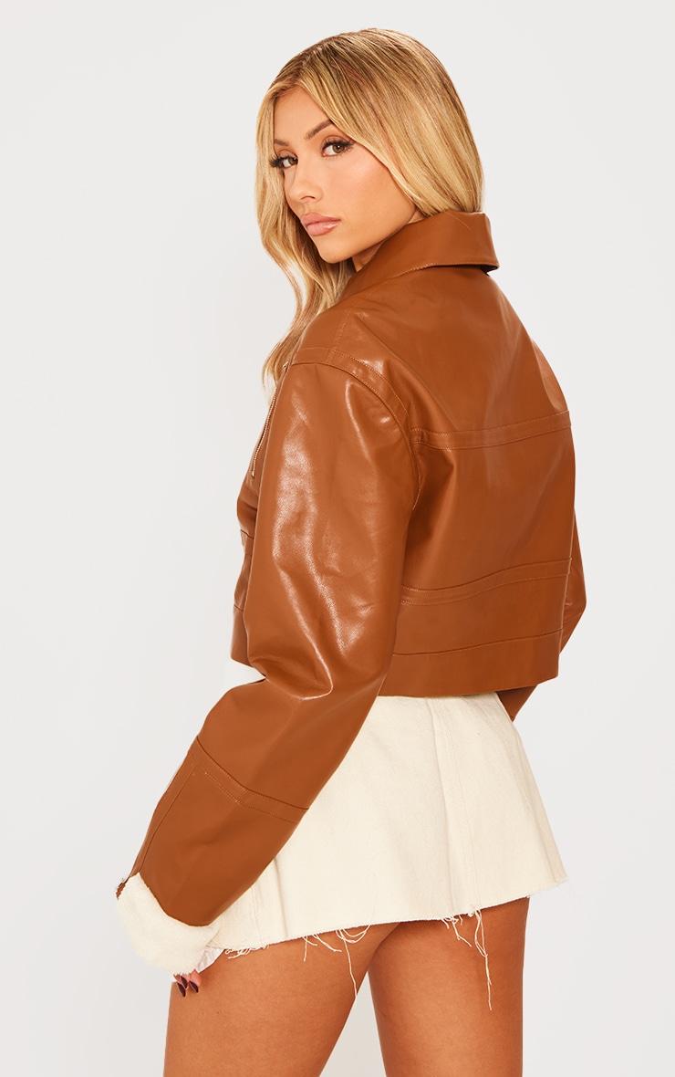 Tan Cropped Zipped Detail Aviator Product Image