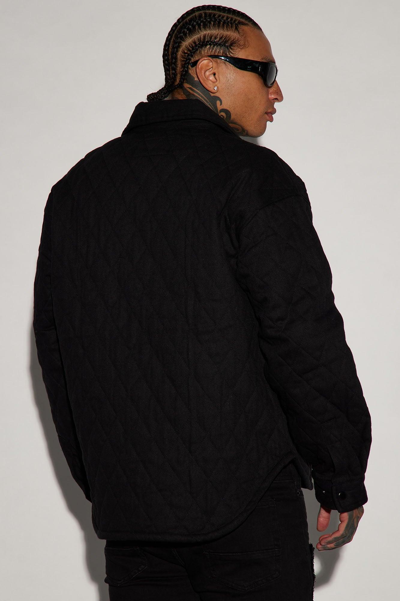 Monroe Twill Quilted Shacket - Black Product Image