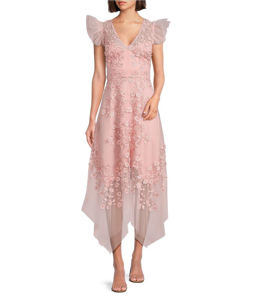 Alex Marie Sienna Embroidered Mesh Floral Applique Sleeveless Dress Product Image