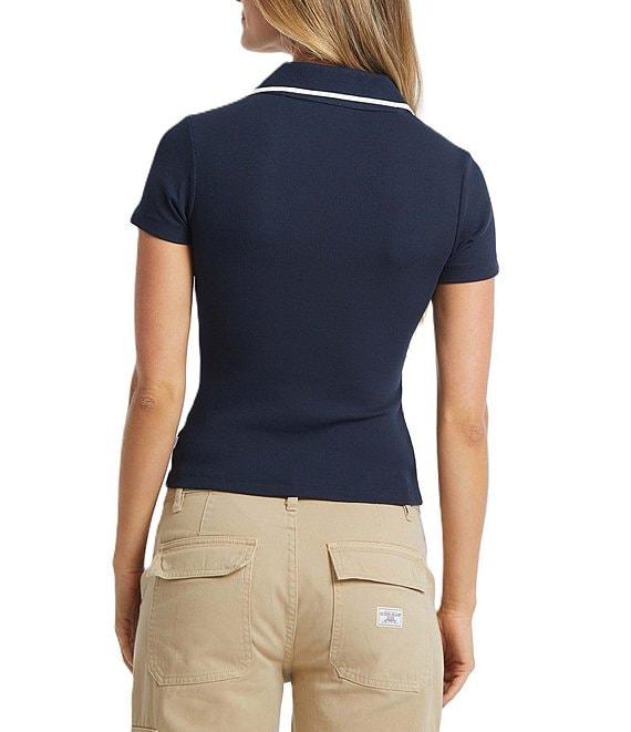 Guess Guess Jeans Slim Rib Embroidered Short Sleeve Knit Top Product Image