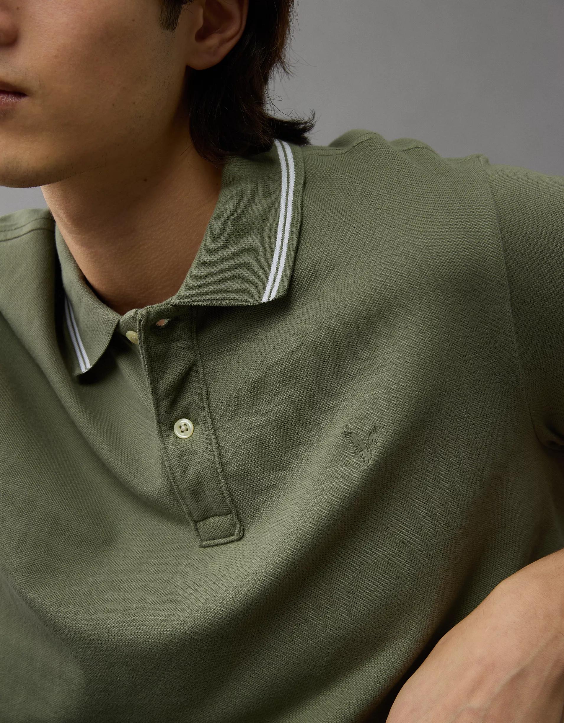 AE Lived-In Stretch Pique Slim Fit Tipped Polo Shirt Product Image