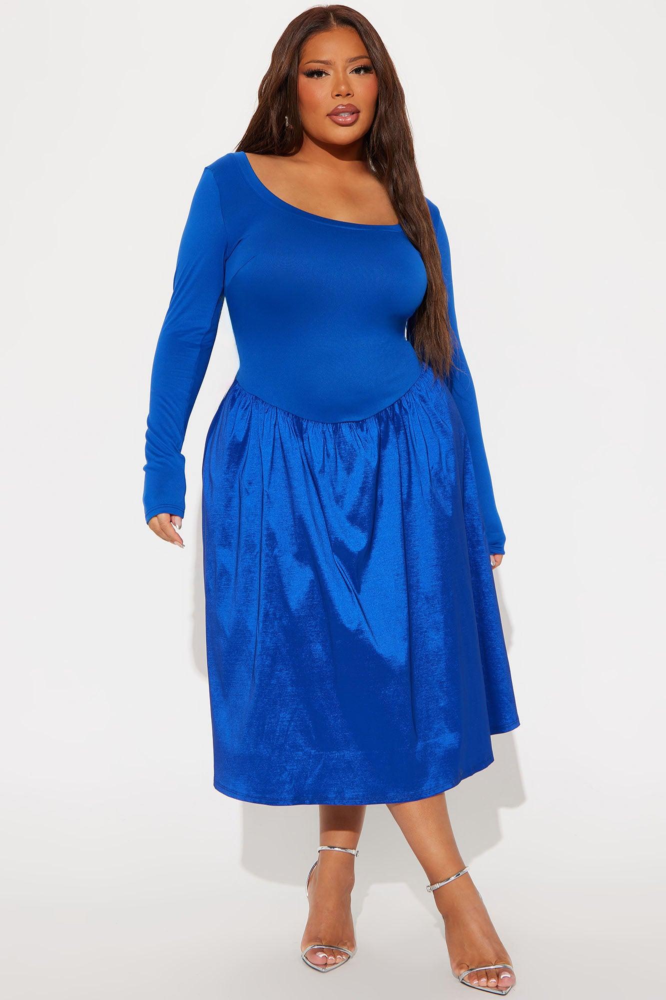 At A Glance Long Sleeve Midi Dress - Royal Product Image