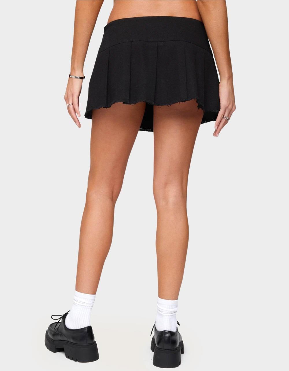 EDIKTED Kore Belt Pleated Denim Micro Skort - BLACK Product Image