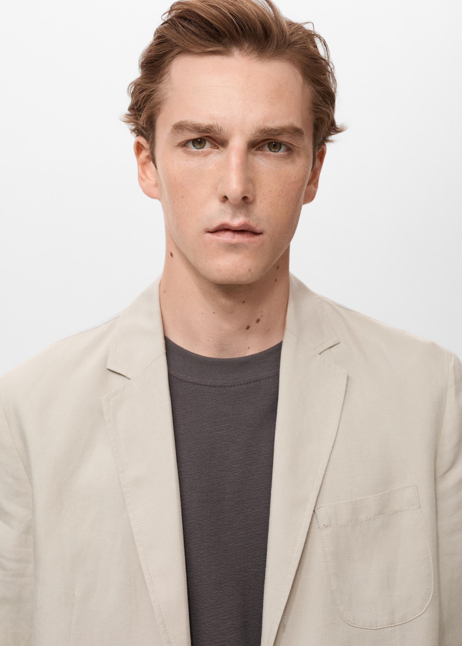 Slim fit linen suit blazer - Men | MANGO USA Product Image