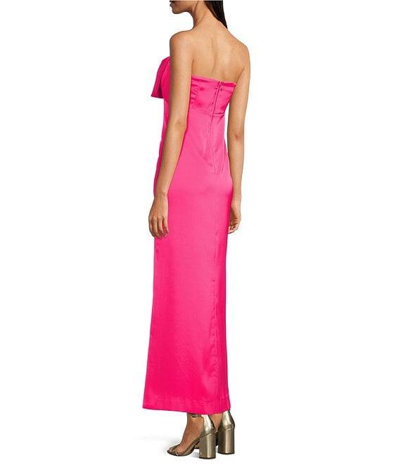 Lilly Pulitzer Carlynn Satin Bow Strapless Side Slit Maxi Dress Product Image