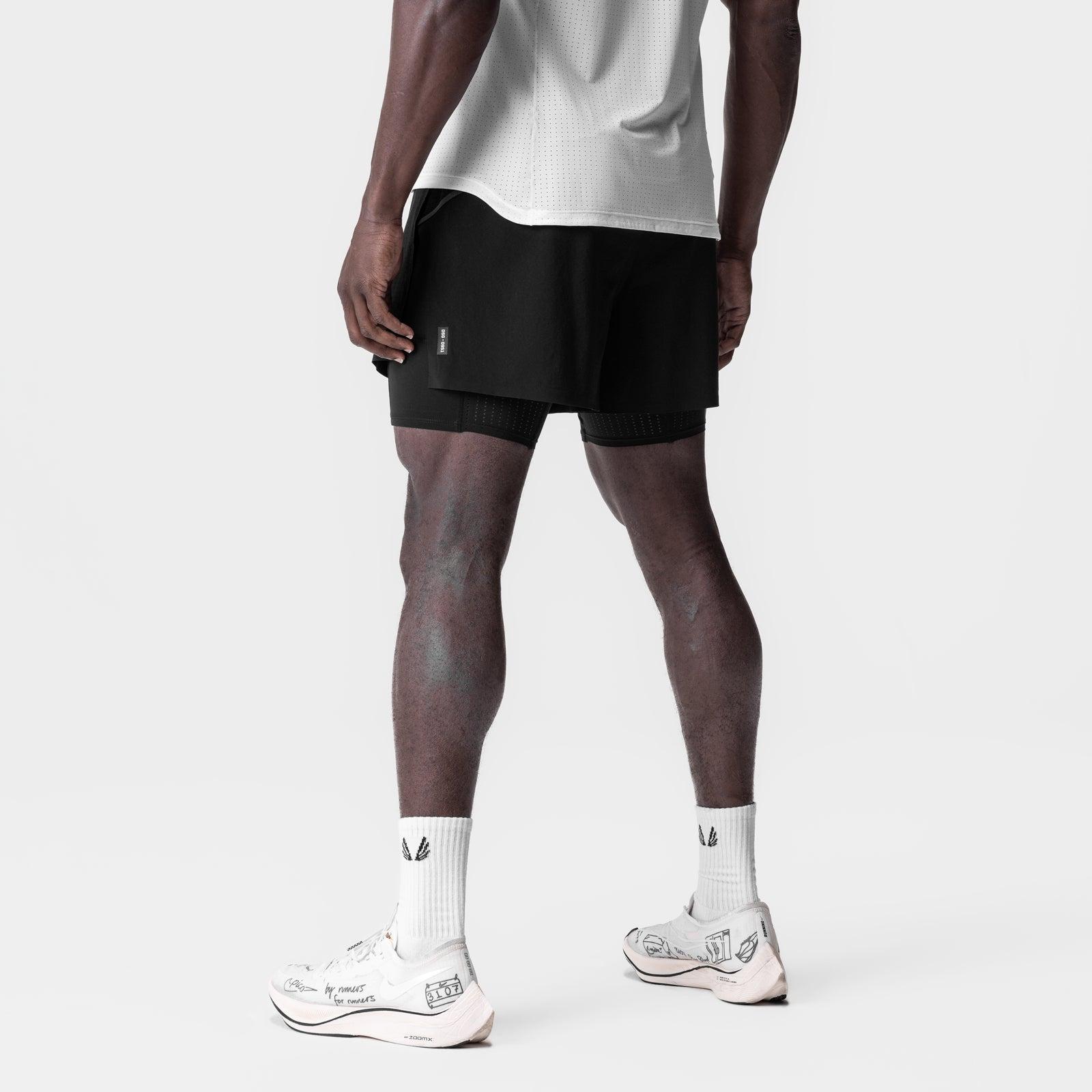 0951. Aerotex™ 4" High Split Liner Short - Black/Black Male Product Image