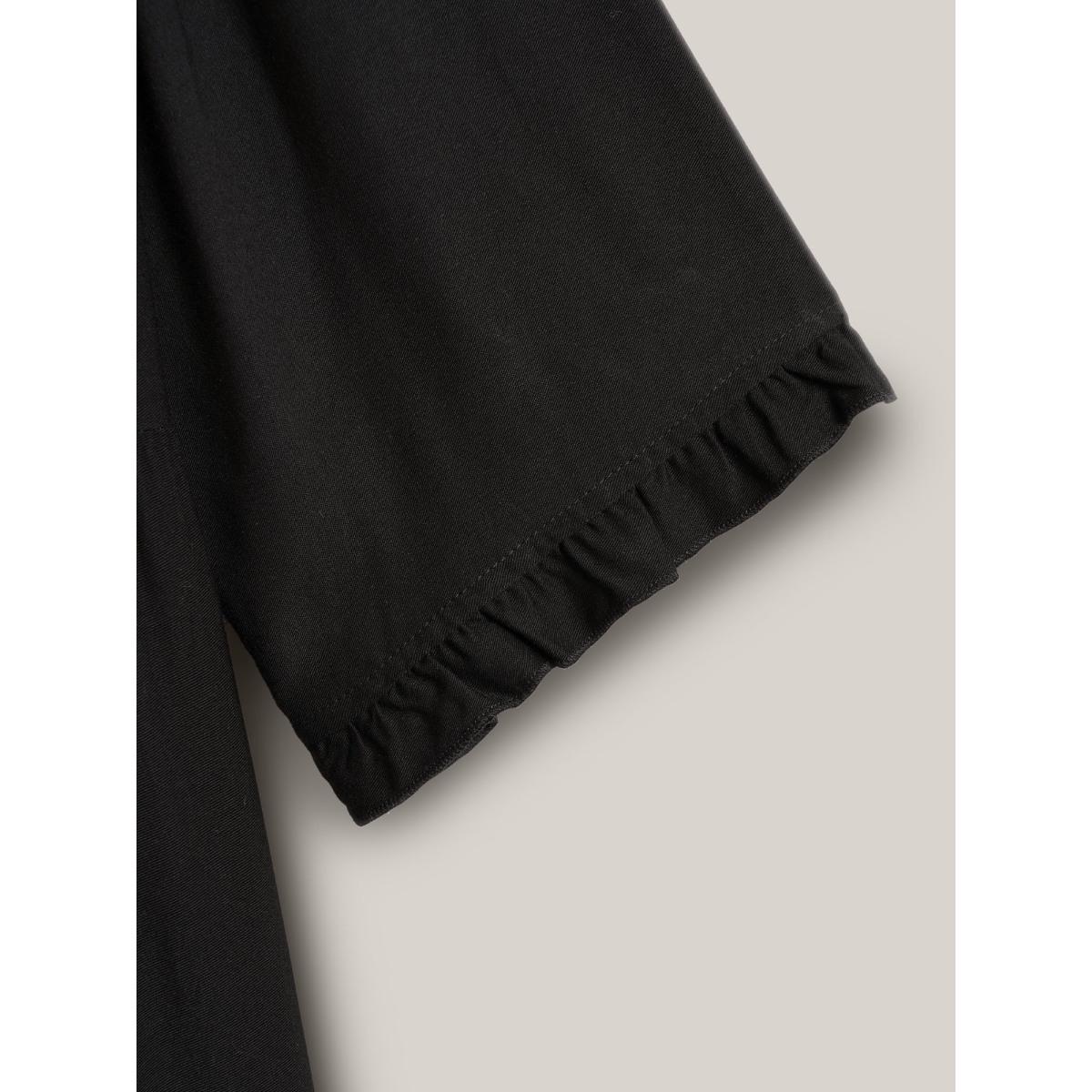 Plus Size Ruffled Open-Front Tiered Kimono Women Black Elegant Gathered Everyday Kimonos BloomChic 22-24/3X Product Image