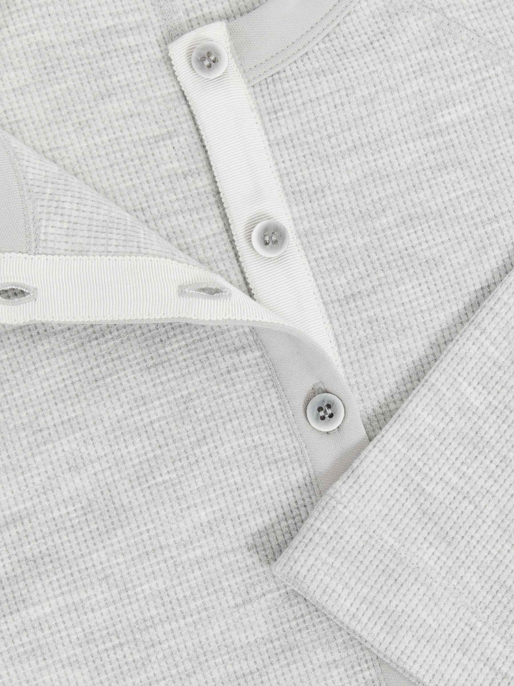 Waffle Jersey Henley Top with Cotton in Grey Marl Product Image