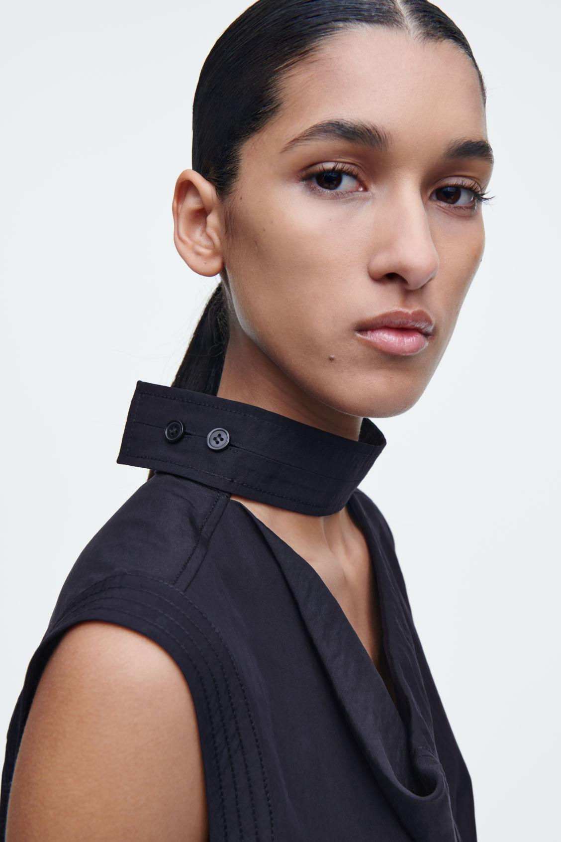 CUTOUT COWL-NECK MIDI DRESS Product Image