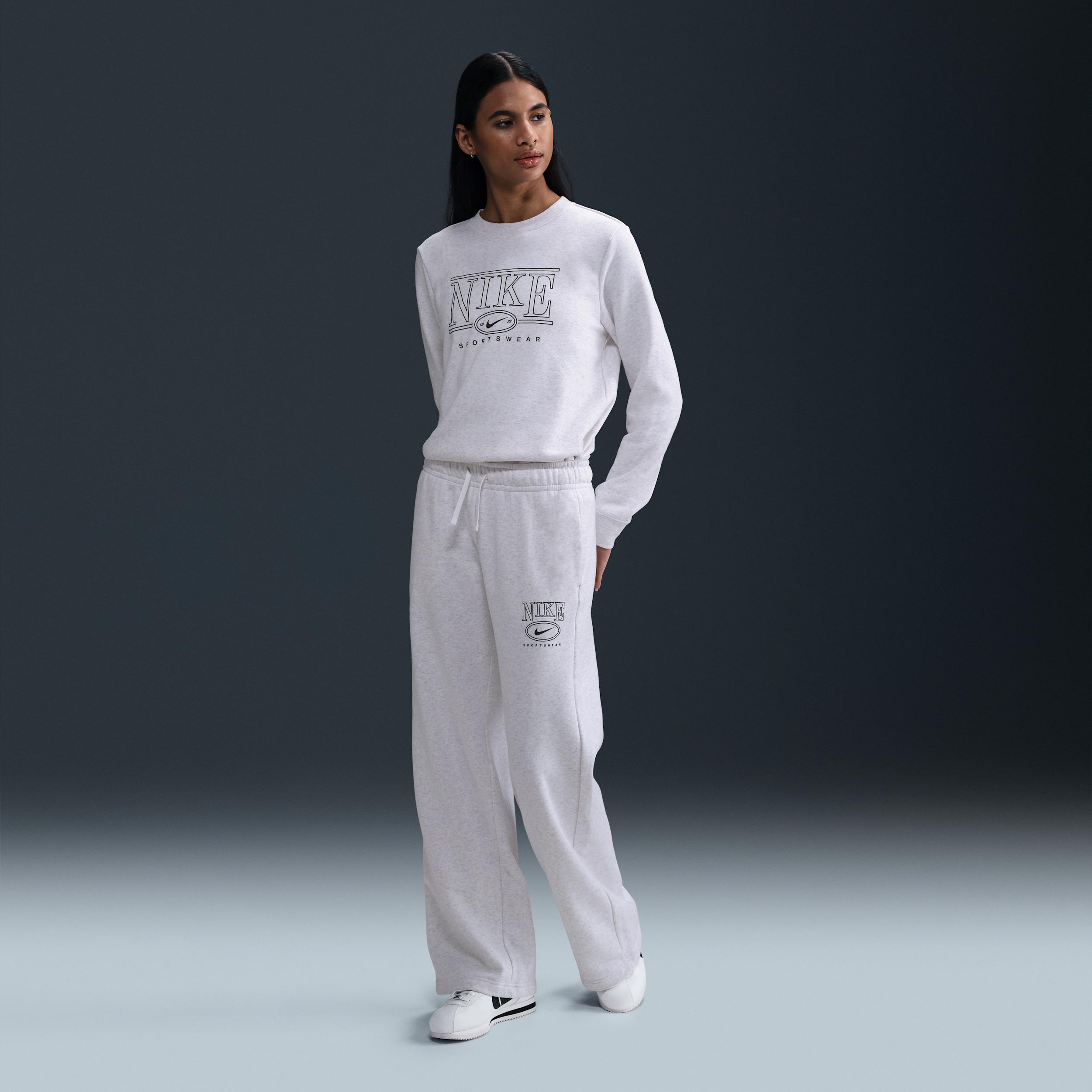 Womens Nike Sportswear Club Fleece Mid-Rise Wide-Leg Graphic Pants Product Image