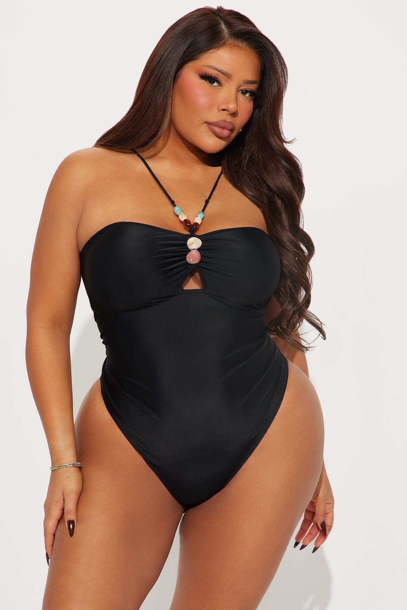 Leilani Y-Neck Beaded Bodysuit - Black Product Image