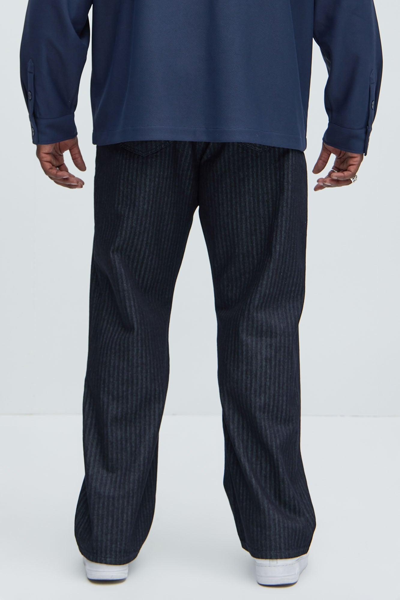 Herringbone Denim Straight Jeans - Indigo Product Image