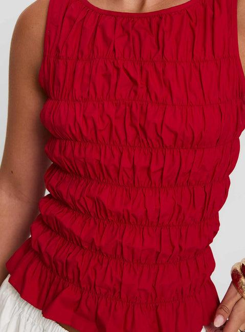Marleene Shirred Top Red Product Image