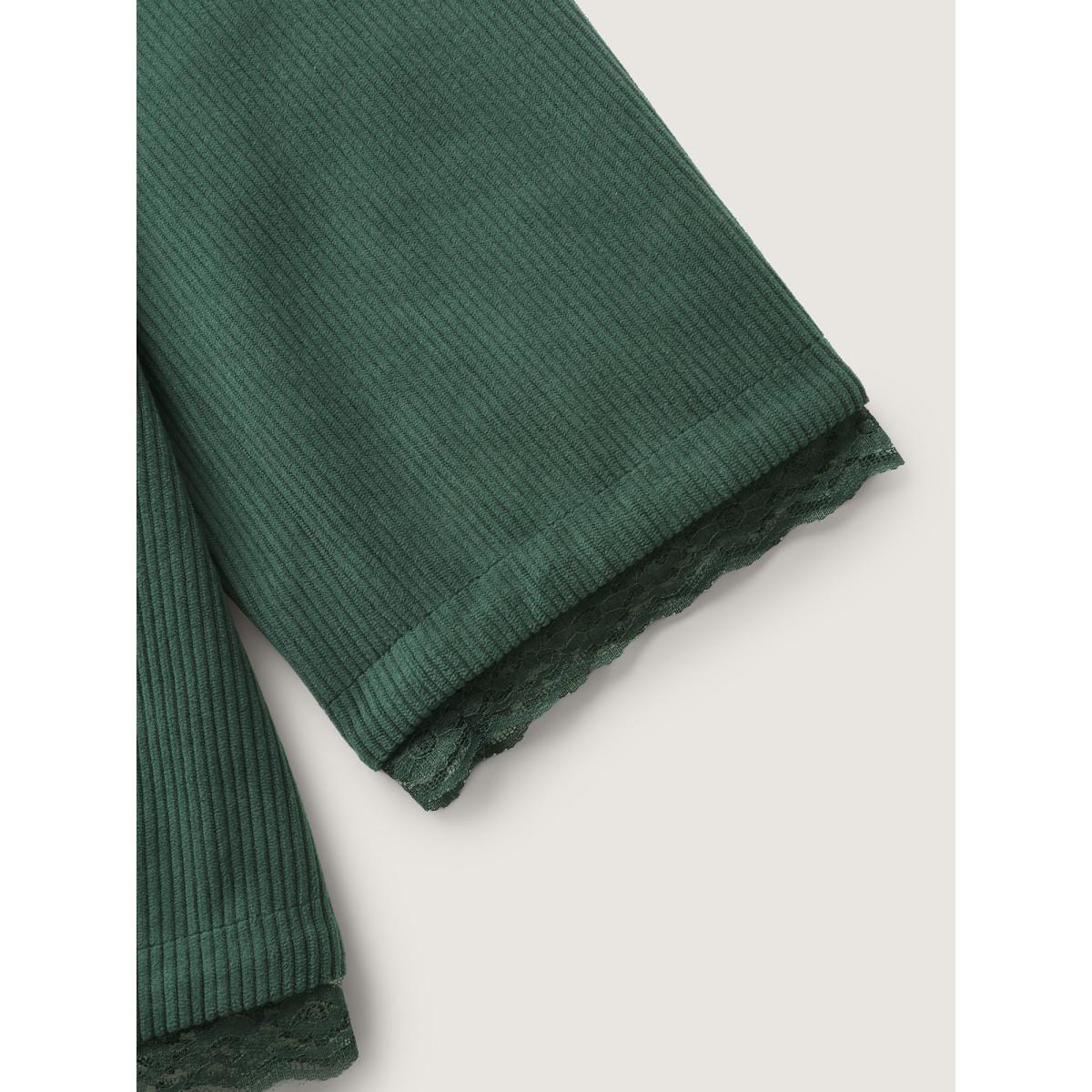 Plus Size Corduroy Lace Trim Button Detail Blazer Truegreen Women Elegant Woven ribbon&lace trim Sleeve Long Sleeve Suit Collar 18-20/2X Open pocket with flap Timeless Blazers BloomChic Product Image