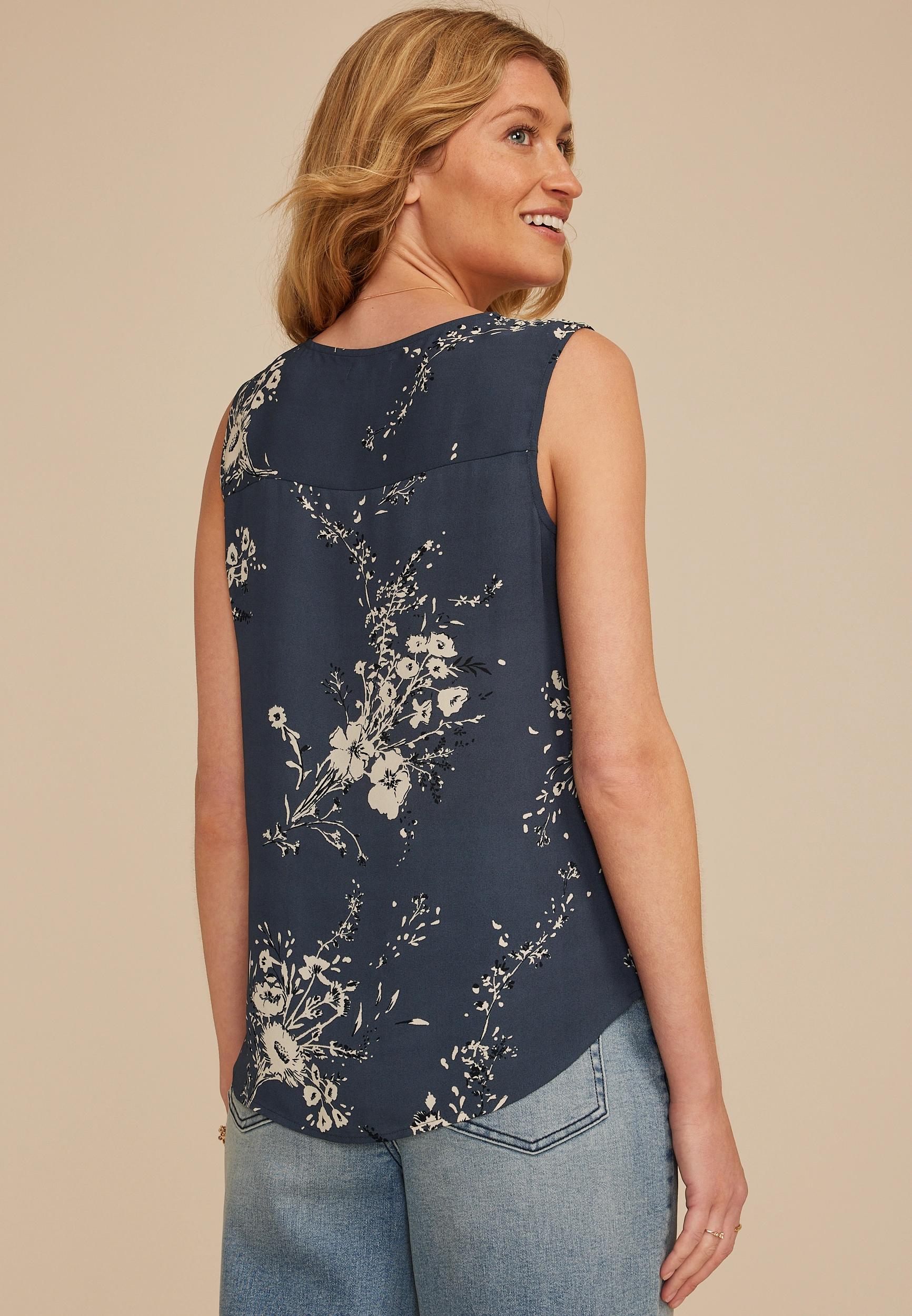 Floral V Neck Tank Top Product Image