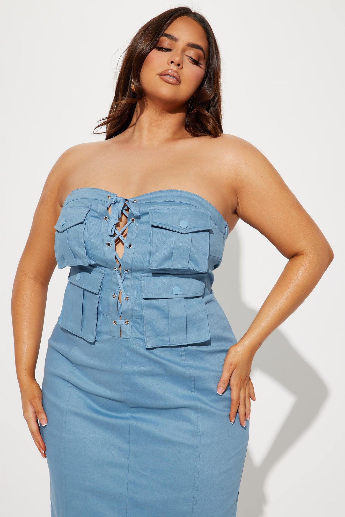 Fast Life Cargo Midi Dress - Blue Product Image