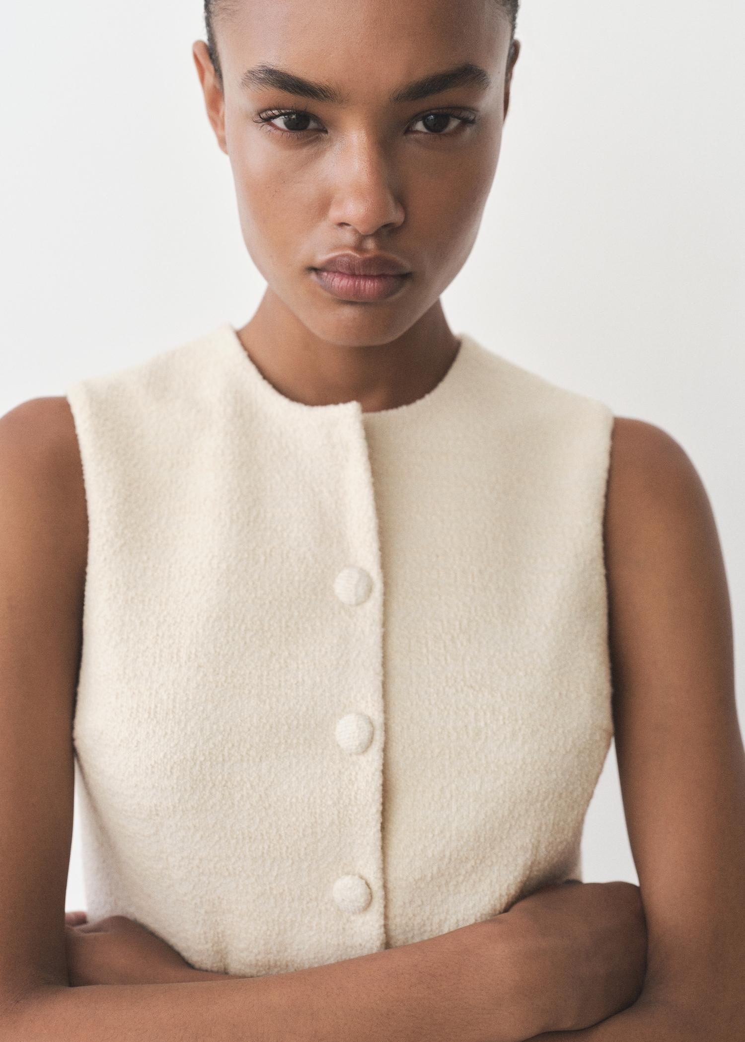 Buttoned tweed jumpsuit - Women | MANGO USA Product Image